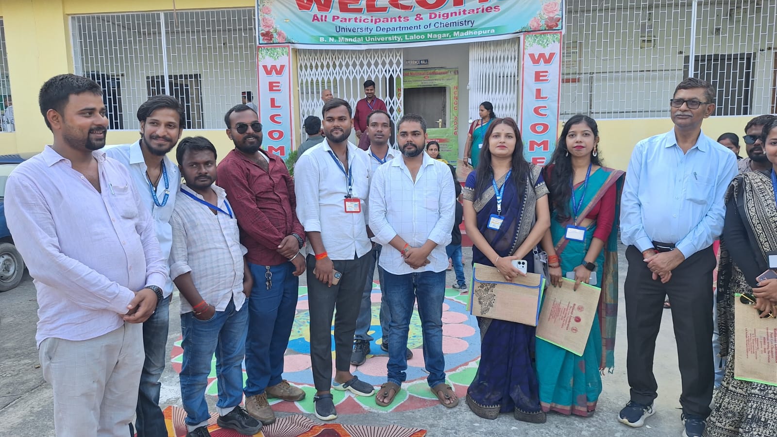 Participants at the welcome entrance of the University Department of Chemistry